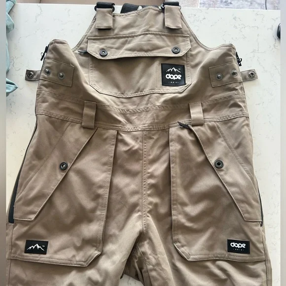 DOPE Women's Ski Snowboard Bibs in Walnut - Picture 5 of 6